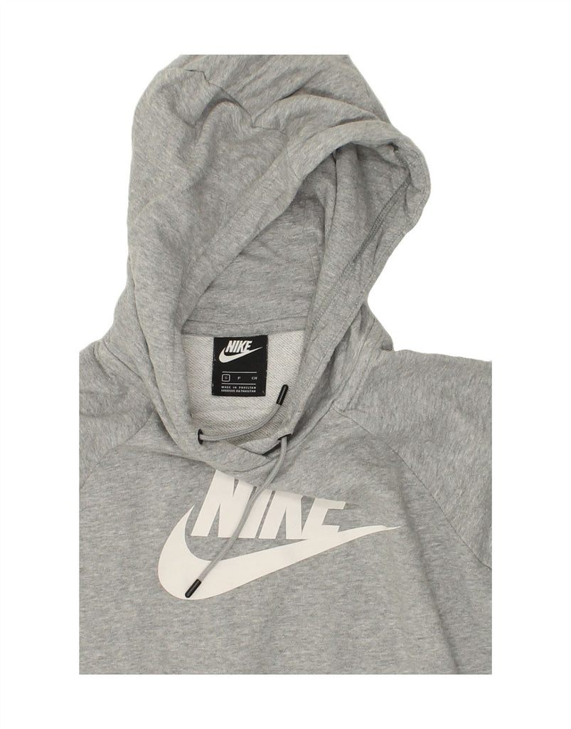 NIKE Womens Oversized Graphic Hoodie Jumper UK 10 Small Grey Cotton | Vintage Nike | Thrift | Second-Hand Nike | Used Clothing | Messina Hembry 