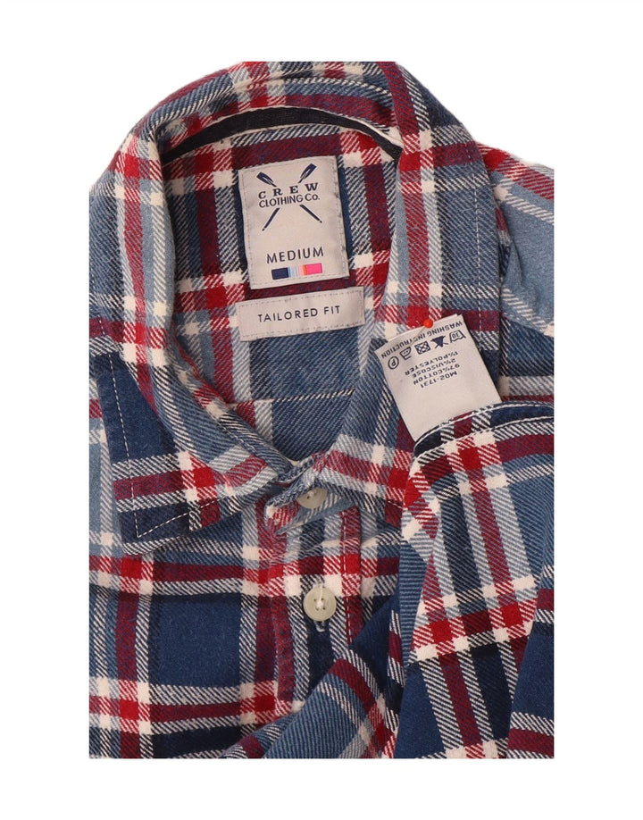 Crew Clothing Mens Tailored Fit Flannel Shirt Medium Blue Check Cotton