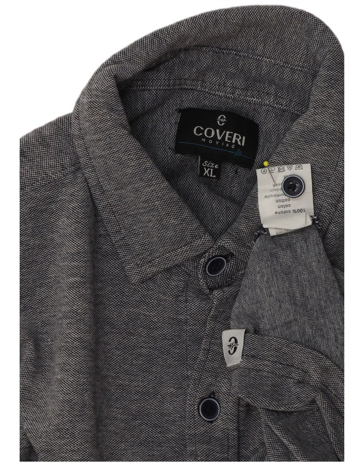 Coveri Mens Short Sleeve Shirt XL Grey Cotton