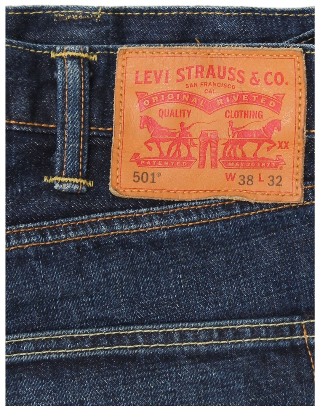 LEVI'S Mens 501 Straight Jeans W38 L32 Blue Cotton