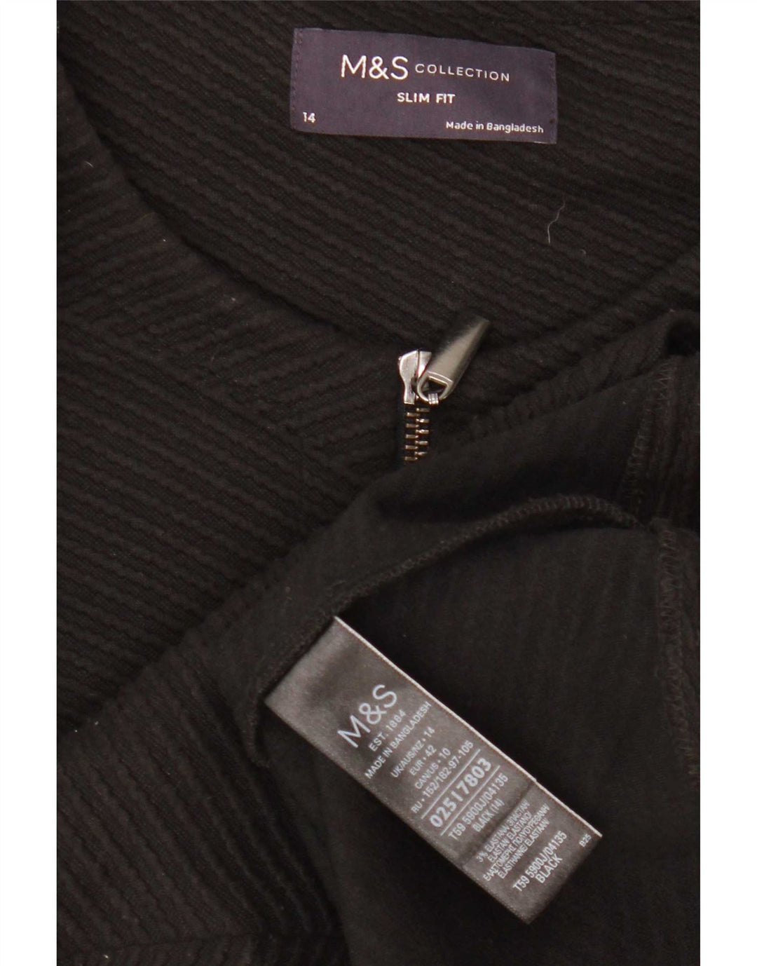 Marks & Spencer Womens Crop Full Zip Blazer Jacket UK 14 Medium Black