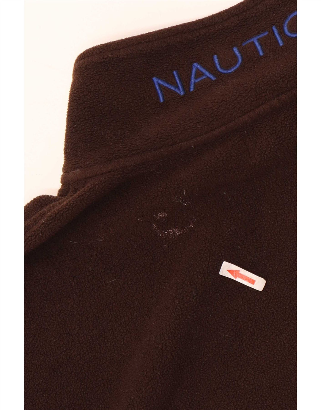 Nautica Mens Graphic Zip Neck Fleece Jumper 2XL Brown Polyester