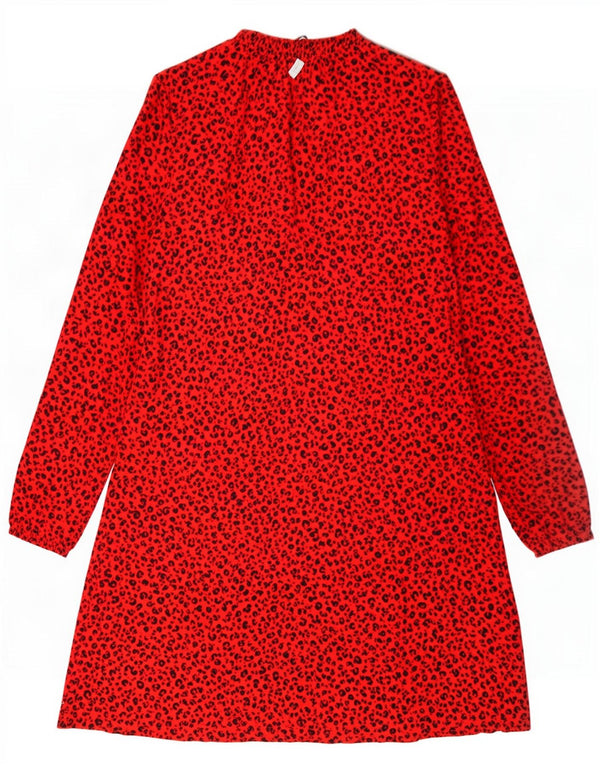 Marks & Spencer Womens Basic Dress UK 12 Medium Red Animal Print