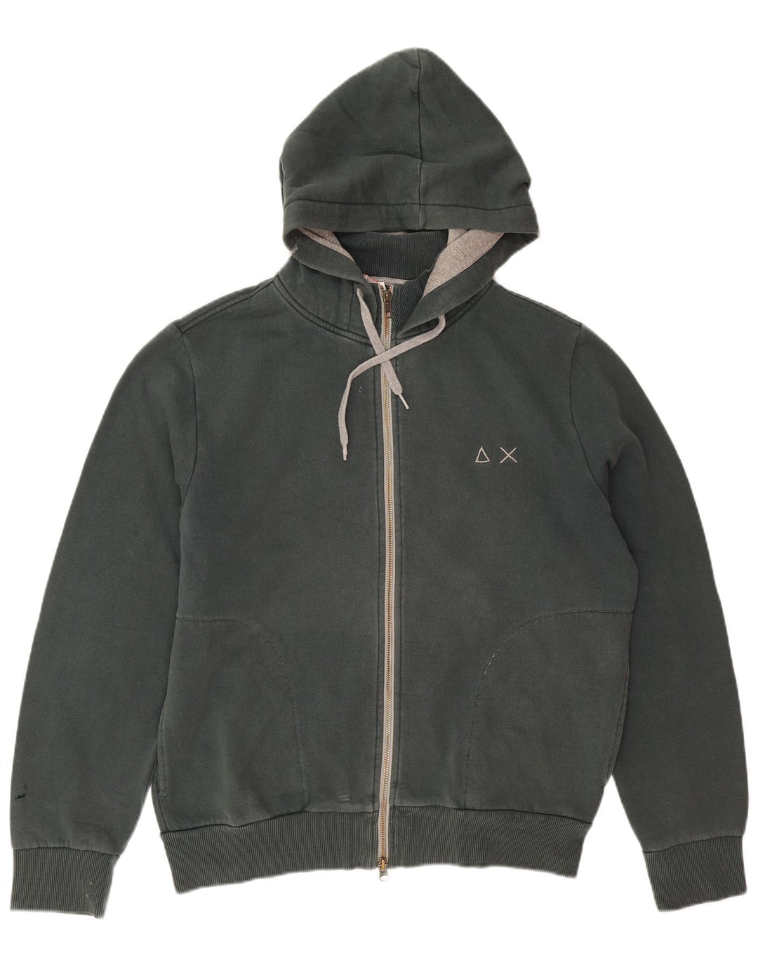 Sun68 Mens Zip Hoodie Sweater Large Green Cotton