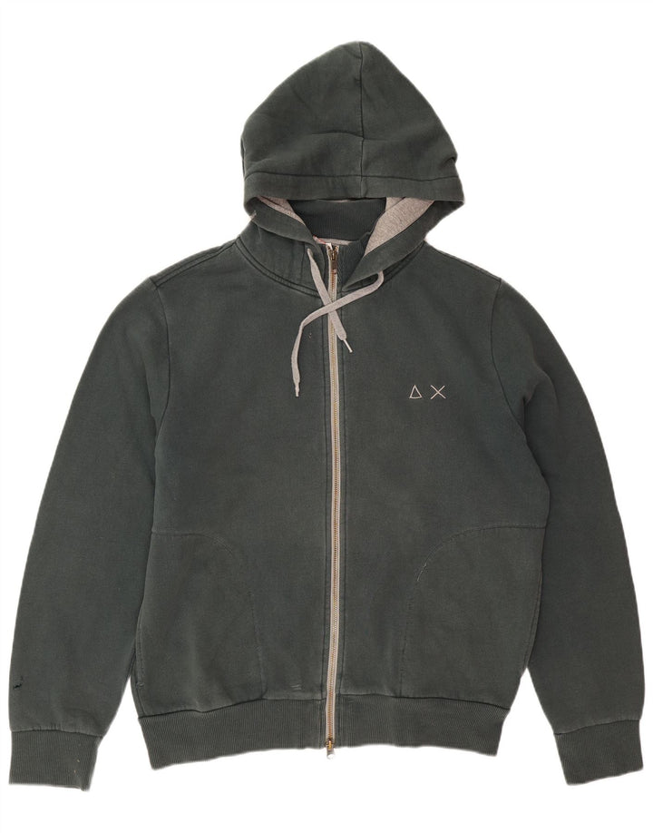 Sun68 Mens Zip Hoodie Sweater Large Green Cotton