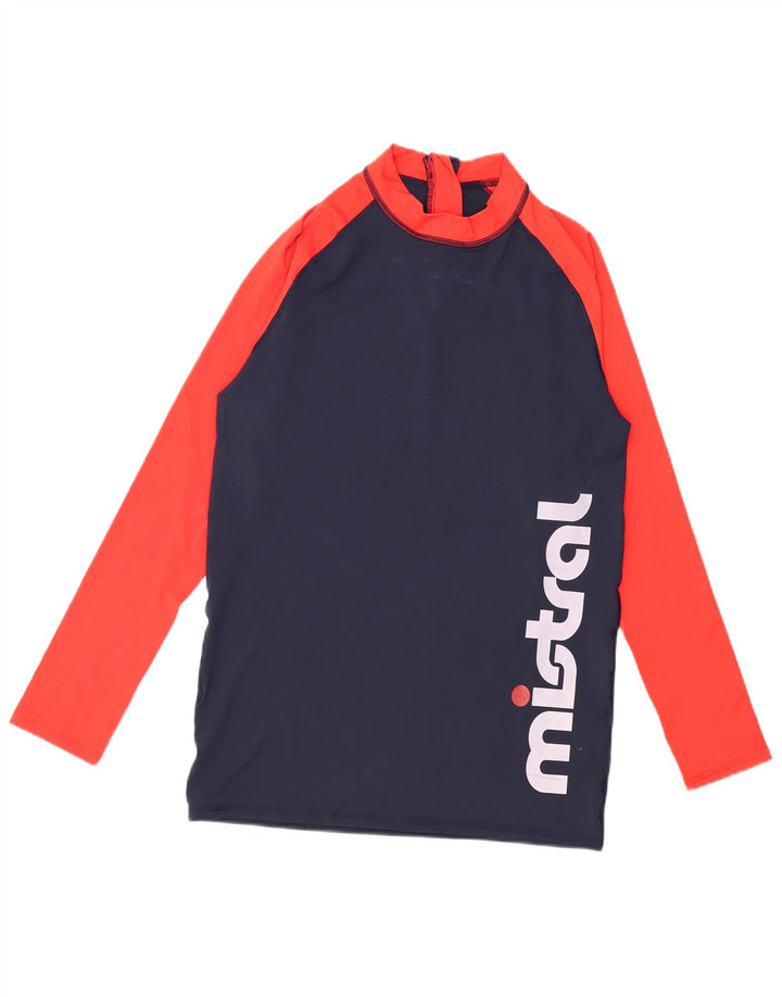 Mistral Mens Graphic Top Long Sleeve Large Navy Blue Colourblock Polyester