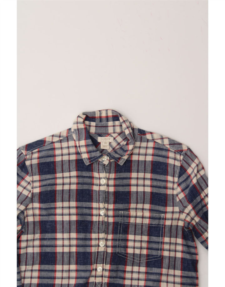 J. CREW Womens Pullover Shirt UK 6 XS Navy Blue Check Cotton Vintage J. Crew and Second-Hand J. Crew from Messina Hembry 