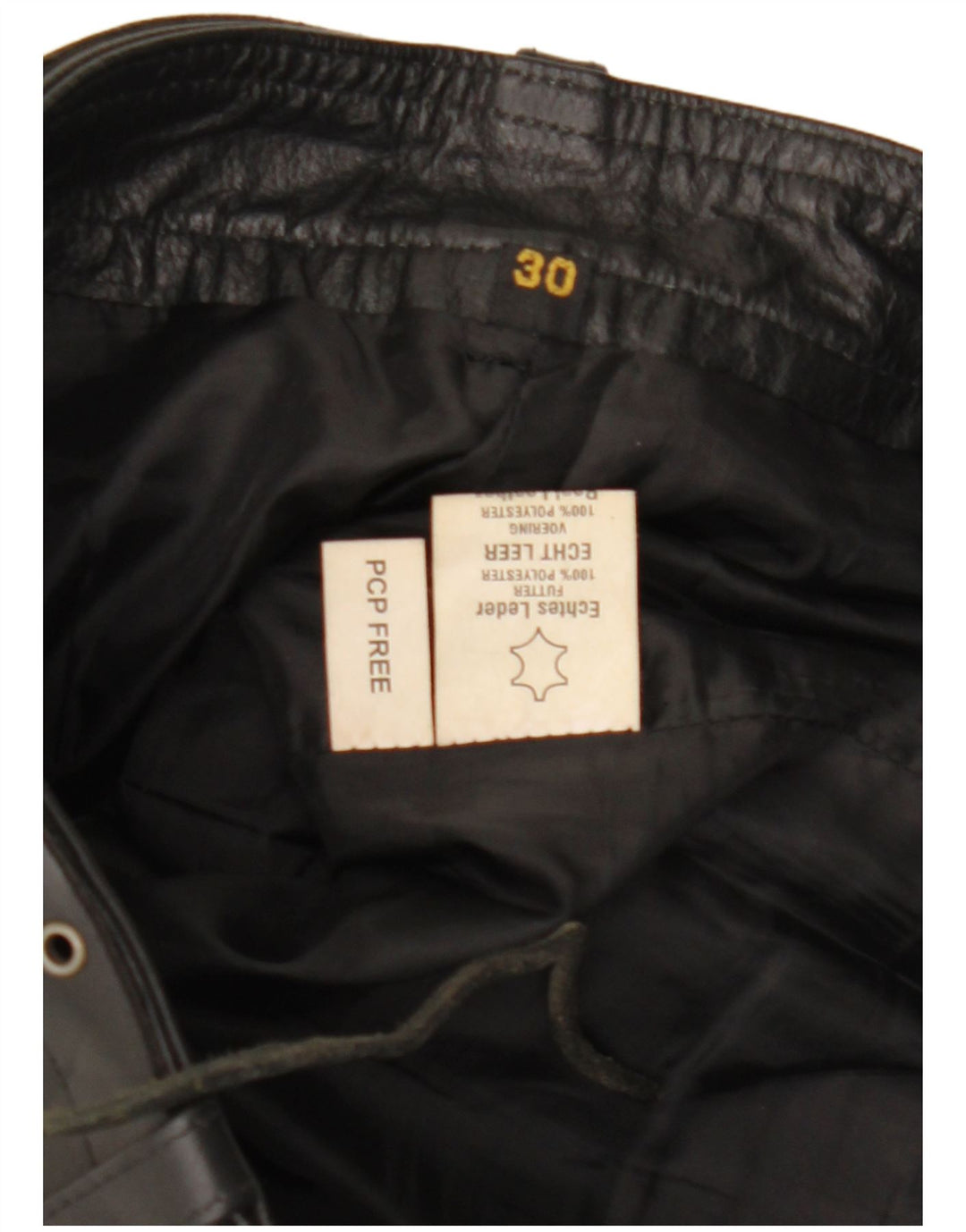 Vintage Mens Leather Trousers W30 L32 Black Leather