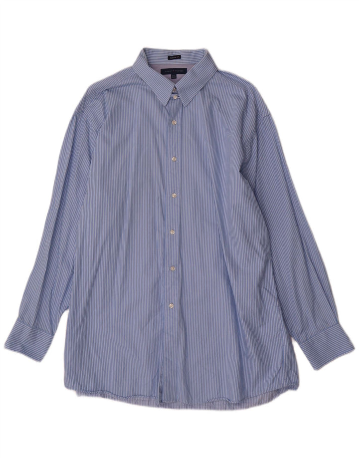 Tommy Hilfiger Mens Regular Fit Shirt Size 16 1/2 Large Blue Pinstripe