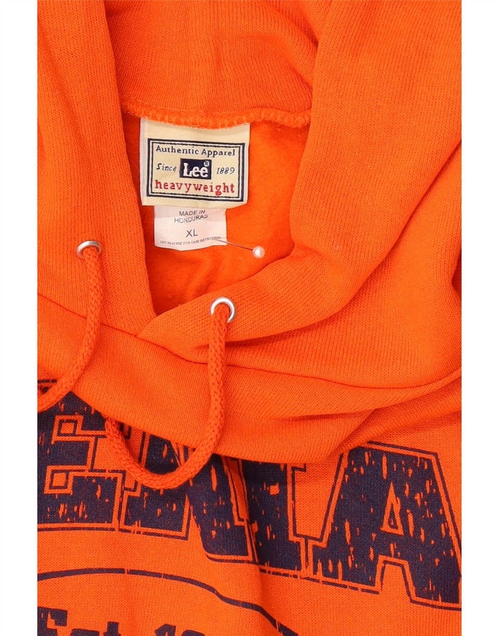 Lee Mens Graphic Hoodie Jumper XL Orange Cotton