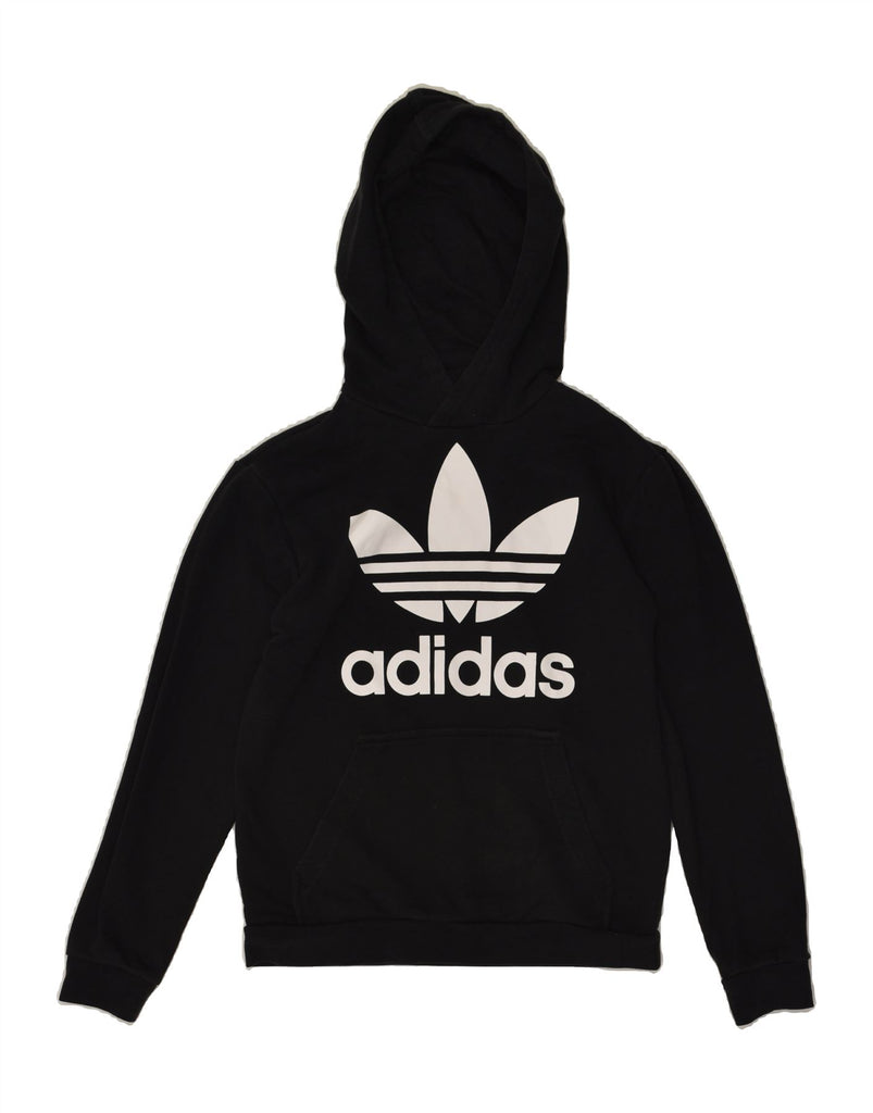 ADIDAS Boys Graphic Hoodie Jumper 11-12 Years Black Cotton | Vintage Adidas | Thrift | Second-Hand Adidas | Used Clothing | Messina Hembry 