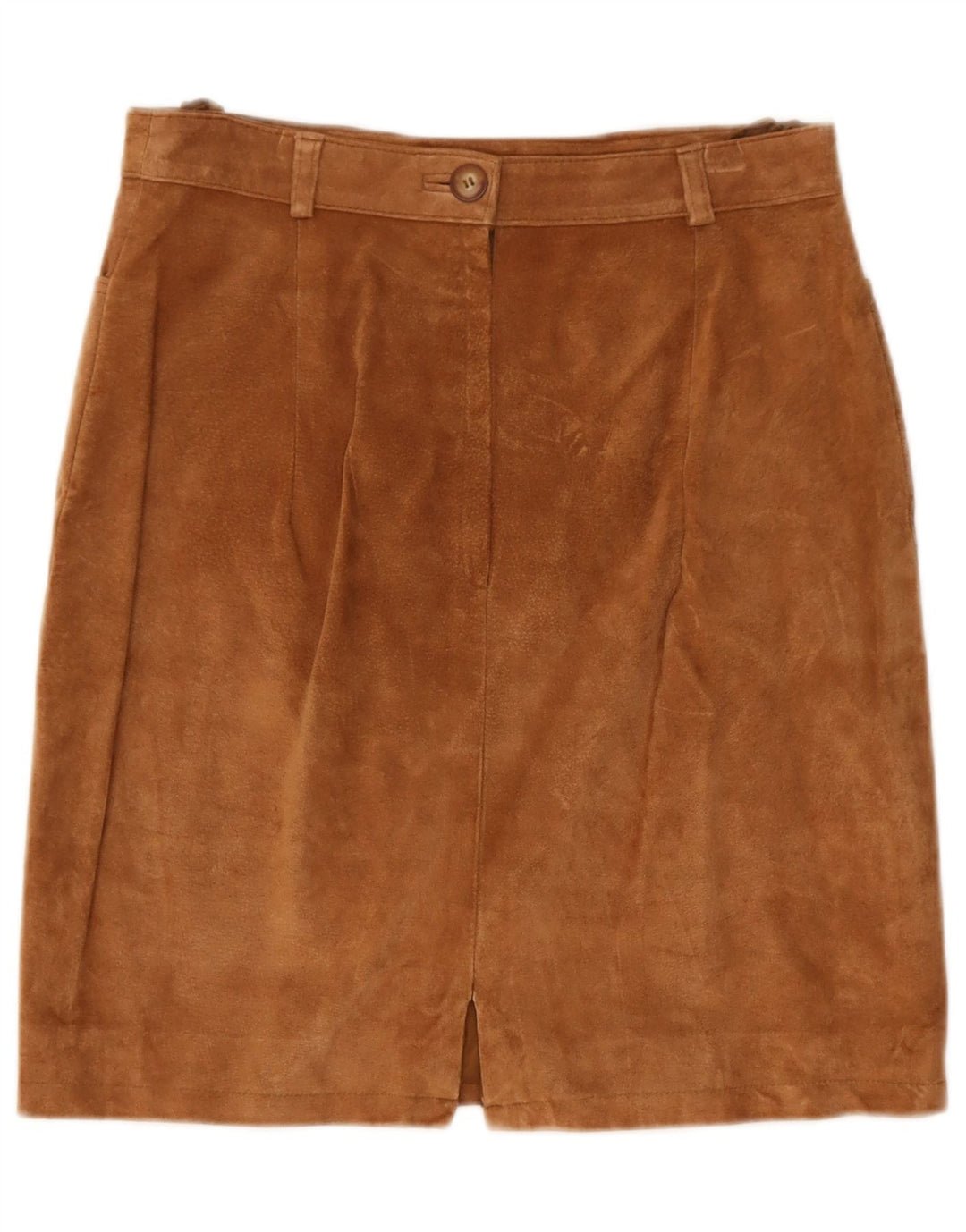 Vintage Womens Suede Skirt UK 14 Medium W29 Brown Leather