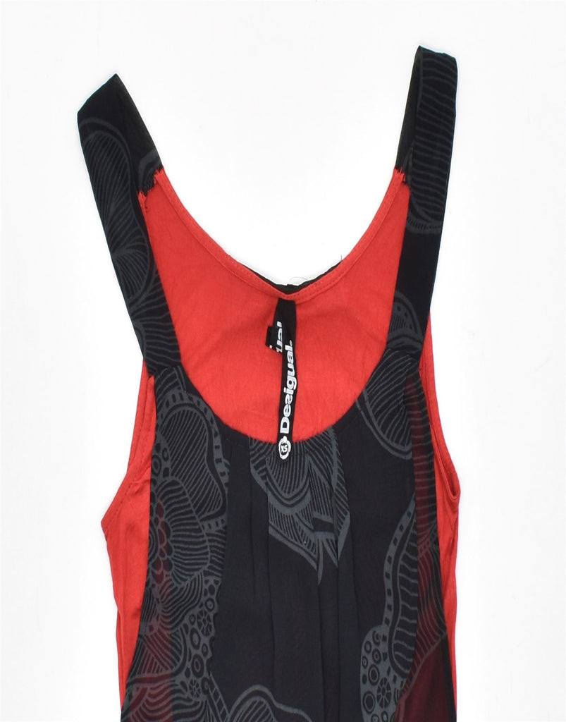 DESIGUAL Womens Sleeveless Blouse Top UK 6 XS Red Floral Viscose | Vintage | Thrift | Second-Hand | Used Clothing | Messina Hembry 