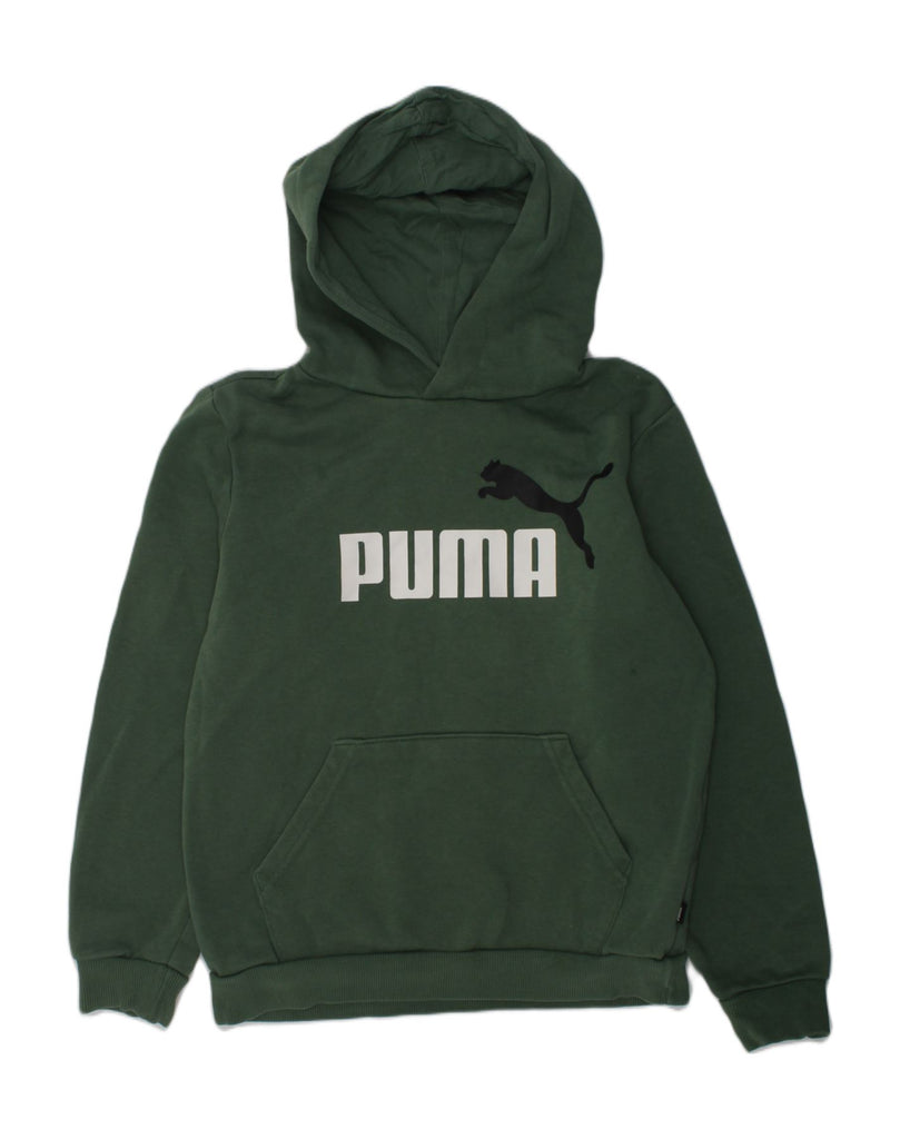 PUMA Boys Graphic Hoodie Jumper 11-12 Years Green Cotton | Vintage Puma | Thrift | Second-Hand Puma | Used Clothing | Messina Hembry 