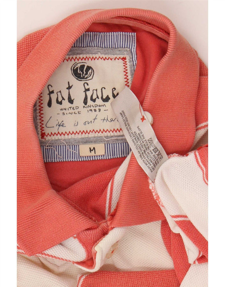 Fat Face Mens Polo Shirt Medium Pink Striped Cotton