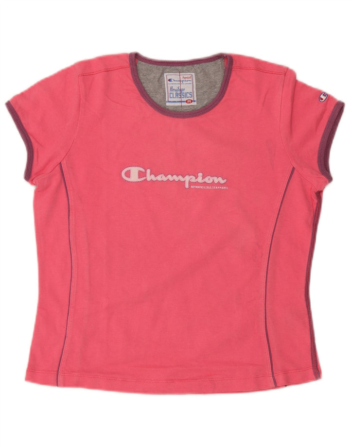 Champion Womens Heritage Classics Graphic T-Shirt Top UK 12 Medium Pink