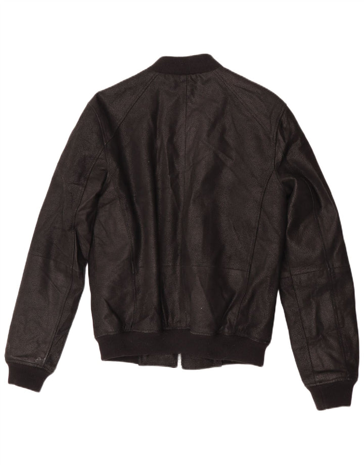 Contemporary Mens Leather Jacket UK 36 Small Black Leather