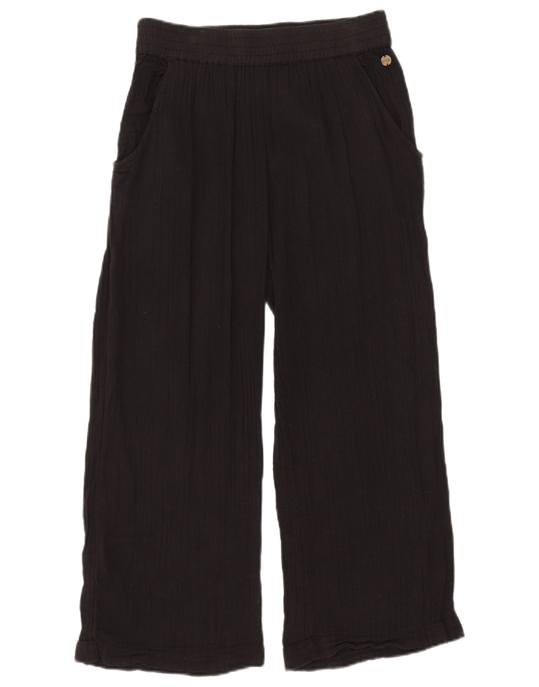 Rip Curl Womens Wide Leg Cropped Trousers Medium W30 L24 Black Cotton