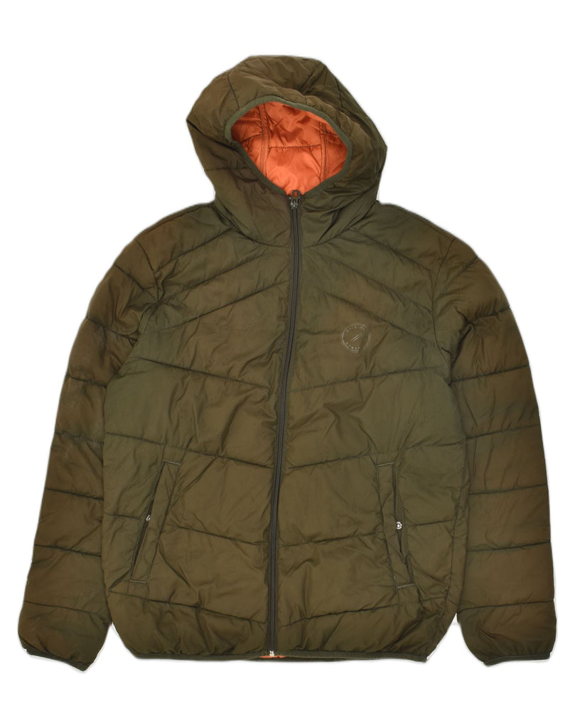 JACK & JONES Mens Hooded Padded Jacket UK 40 Large Khaki Polyester | Vintage Jack & Jones | Thrift | Second-Hand Jack & Jones | Used Clothing | Messina Hembry 