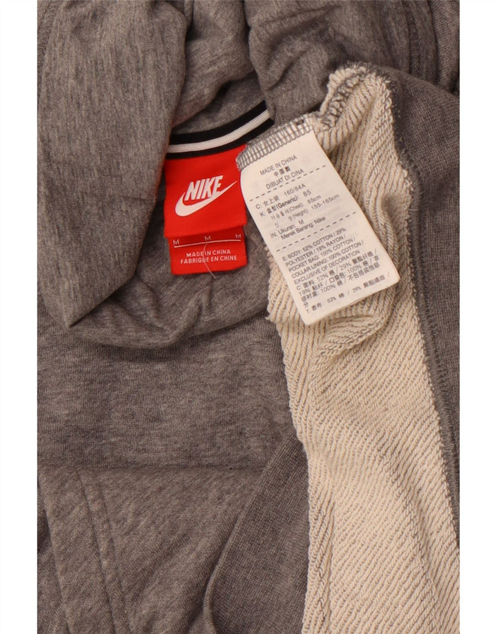 NIKE Womens Roll Neck Sweatshirt Jumper UK 14 Medium Grey Flecked Cotton