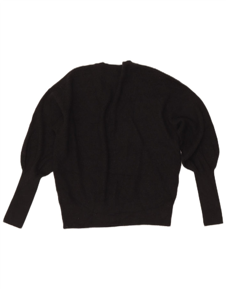MARKS & SPENCER Womens Crop V-Neck Jumper Sweater UK 10 Small Black