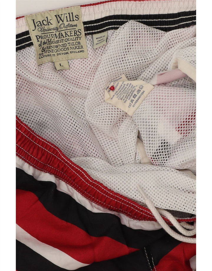 JACK WILLS Mens Swimming Shorts Large  Red Striped Polyester