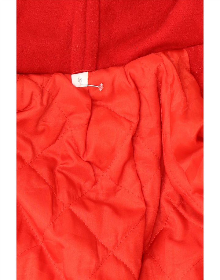 Vintage Womens Hooded Oversized Overcoat UK 14 Medium Red Wool