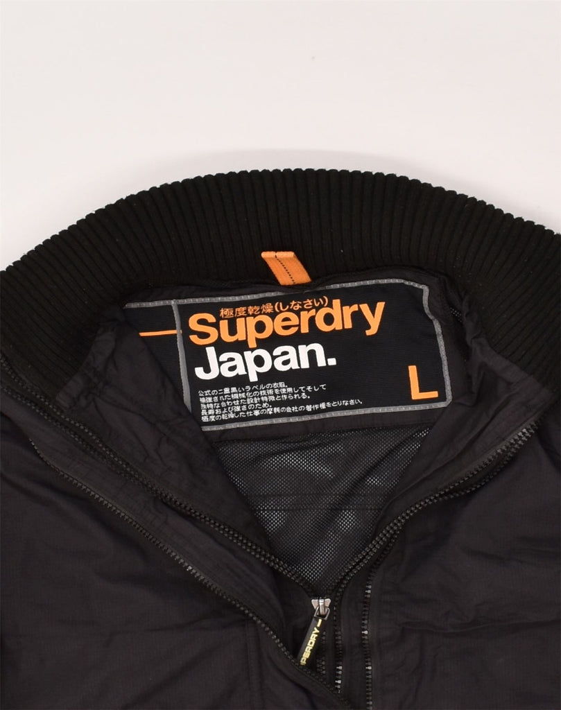 SUPERDRY Womens Windbreaker Jacket UK 16 Large  Black Nylon | Vintage Superdry | Thrift | Second-Hand Superdry | Used Clothing | Messina Hembry 