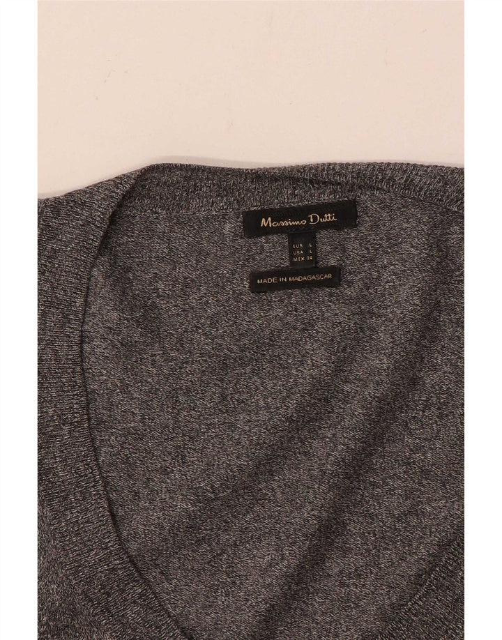 Massimo Dutti Womens 3/4 Sleeve Tunic Top UK 14 Large Grey Flecked