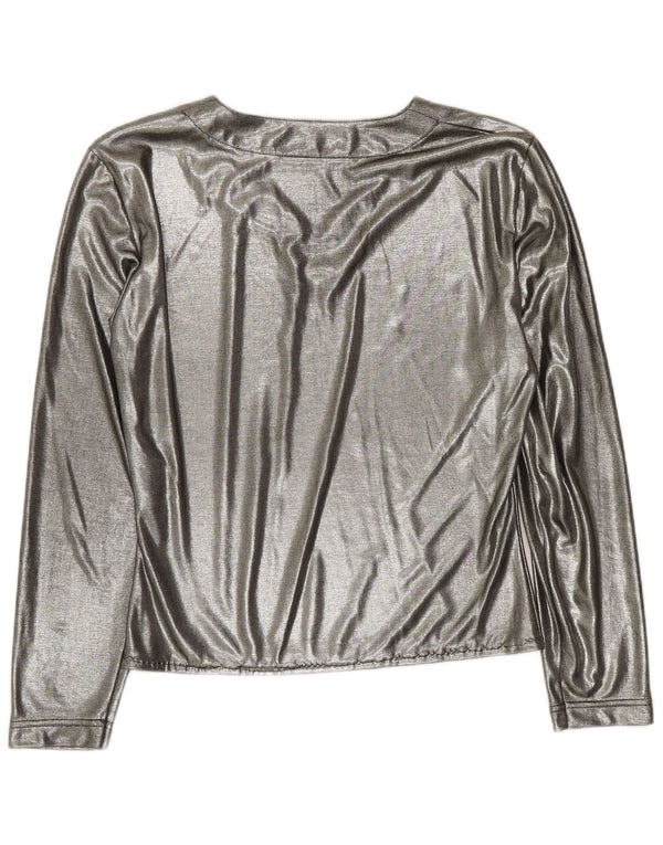 Prestige Womens Long Sleeve Blouse Top UK 12 Medium Silver Polyester