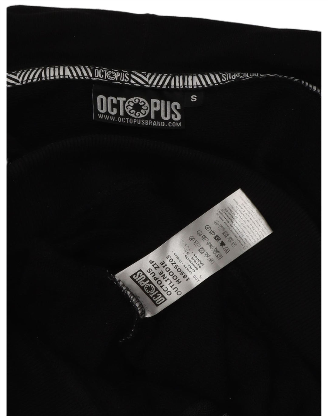 Octopus Mens Graphic Zip Hoodie Sweater Small Black Cotton