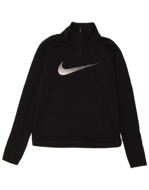 Nike Womens Dri Fit Zip Neck Pullover Tracksuit Top UK 10 Small Black