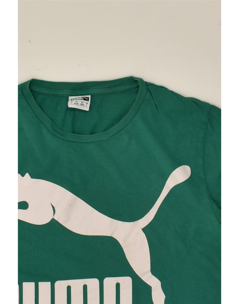 PUMA Mens Graphic T-Shirt Top Small Green Cotton | Vintage Puma | Thrift | Second-Hand Puma | Used Clothing | Messina Hembry 