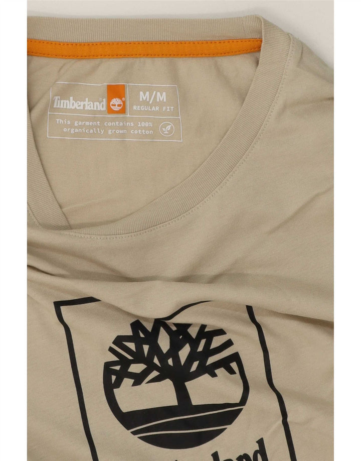 Timberland Mens Regular Fit Graphic T-Shirt Top Medium Beige Cotton