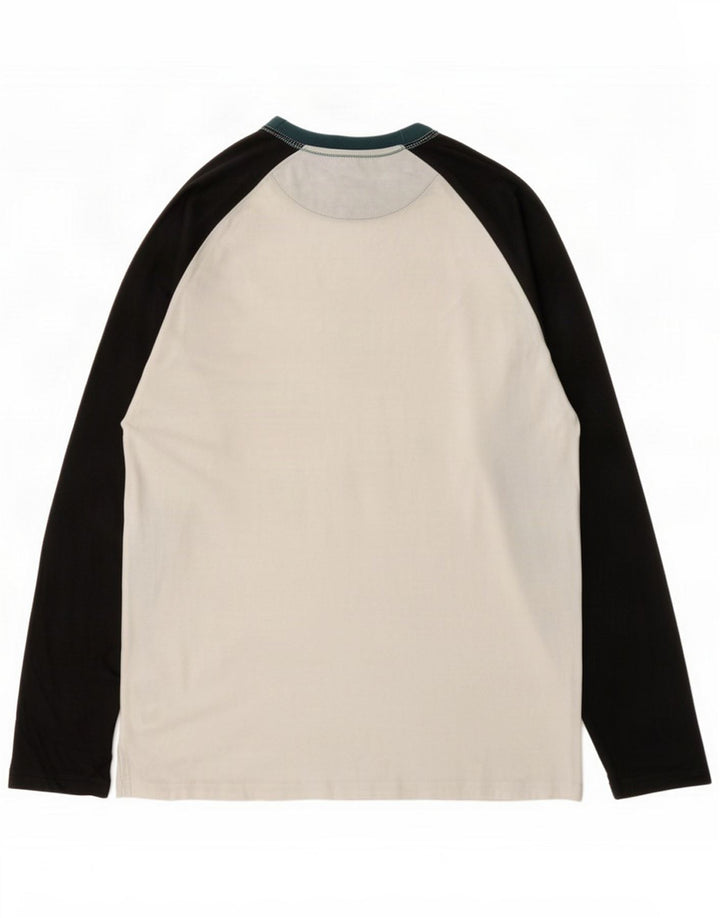 Farah Mens Top Long Sleeve Medium White Colourblock Cotton