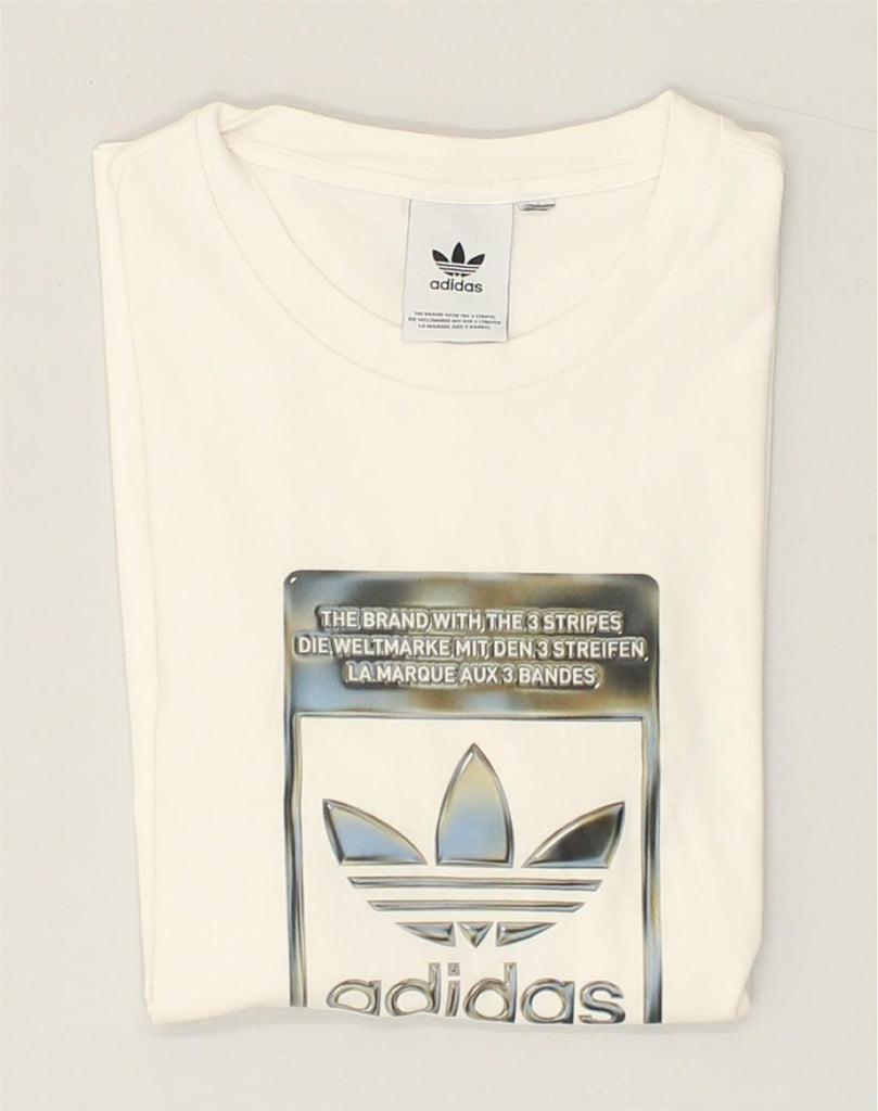 ADIDAS Mens Graphic T-Shirt Top Small White Cotton | Vintage Adidas | Thrift | Second-Hand Adidas | Used Clothing | Messina Hembry 