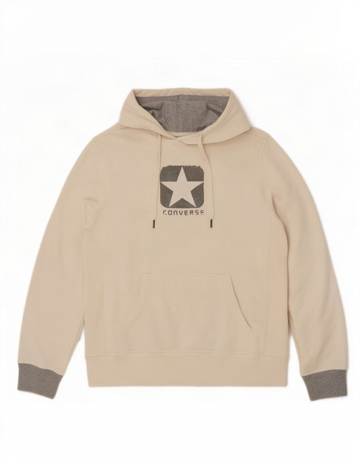 Converse Mens Graphic Hoodie Jumper Medium Off White Cotton