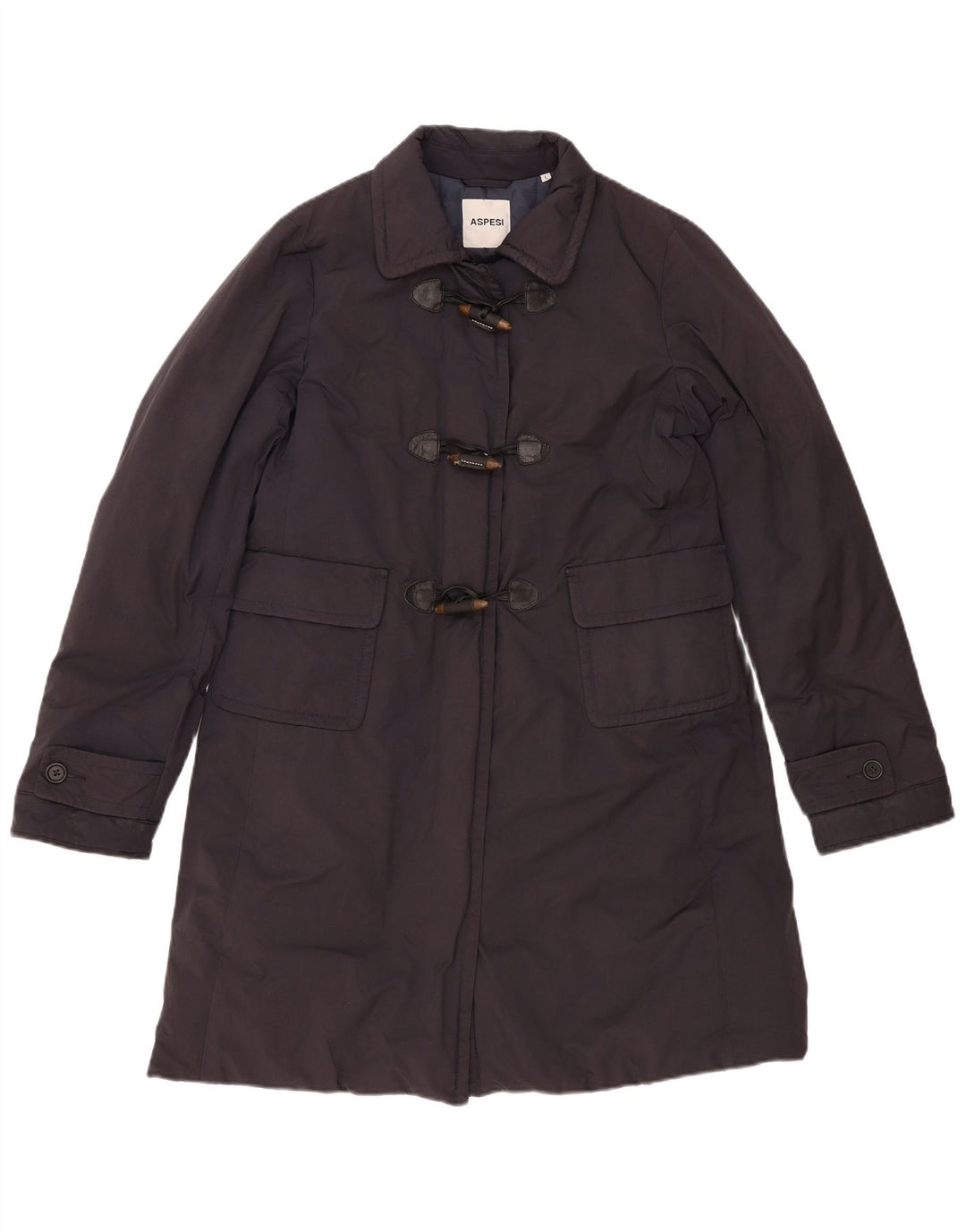 Aspesi Womens Duffle Coat UK 16 Large Navy Blue Polyester
