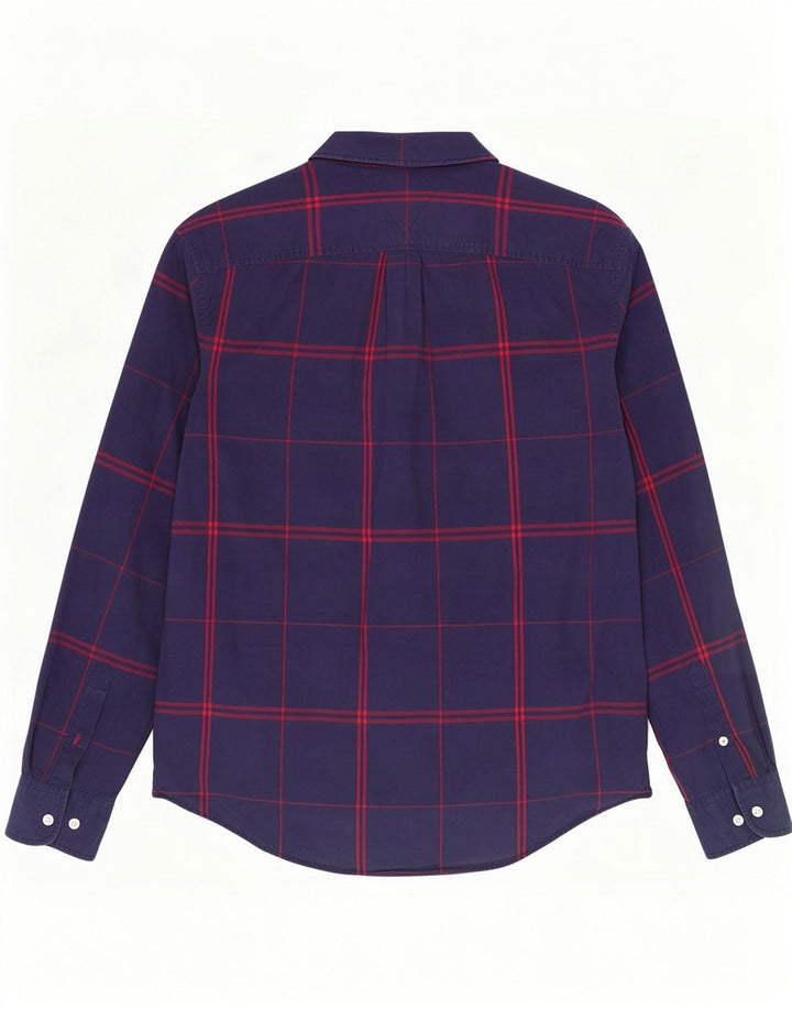 Tommy Hilfiger Mens Shirt Large Navy Blue Check Cotton