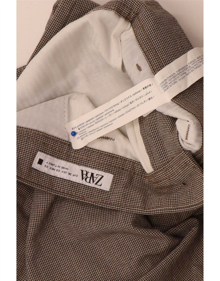 Zara Mens Slim Suit Trousers EU 36 XS W29 L28 Grey Houndstooth Polyester