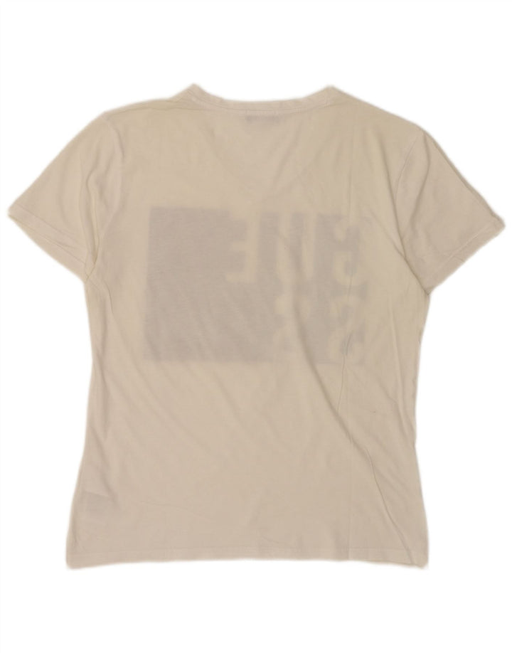 Guess Mens Graphic T-Shirt Top Large White Colourblock Cotton