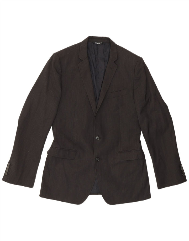 DOLCE & GABBANA Mens 2 Button Blazer Jacket IT 50 Large Grey Pinstripe