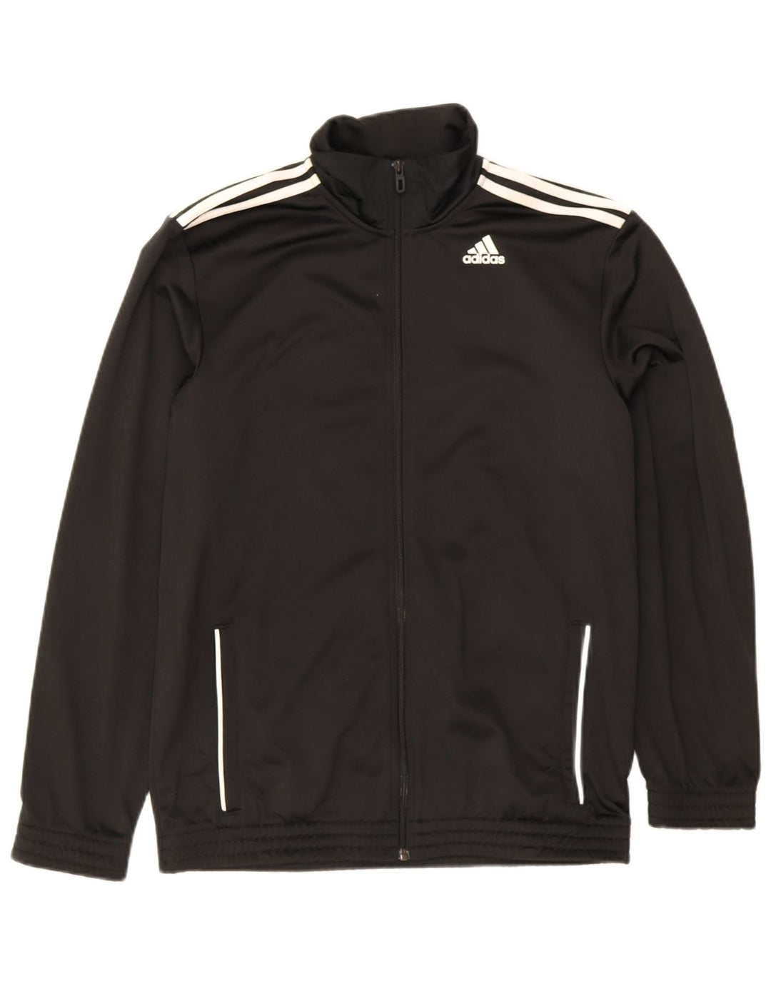 Adidas Mens Tracksuit Top Jacket UK 42/44 Large Black Polyester