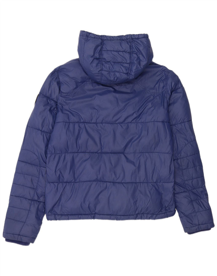 Diesel Mens Hooded Padded Jacket UK 44 2XL Blue Nylon