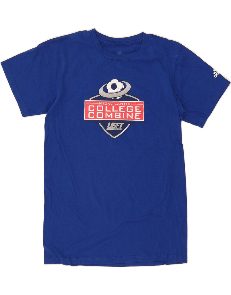 ADIDAS Mens Graphic T-Shirt Top Small Blue Cotton Vintage Adidas and Second-Hand Adidas from Messina Hembry 