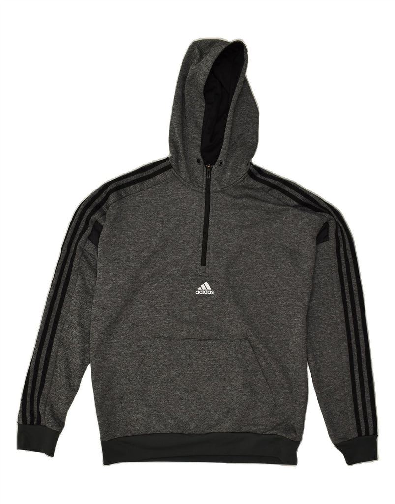 ADIDAS Mens Climalite Hoodie Jumper Medium Grey Colourblock Polyester | Vintage Adidas | Thrift | Second-Hand Adidas | Used Clothing | Messina Hembry 