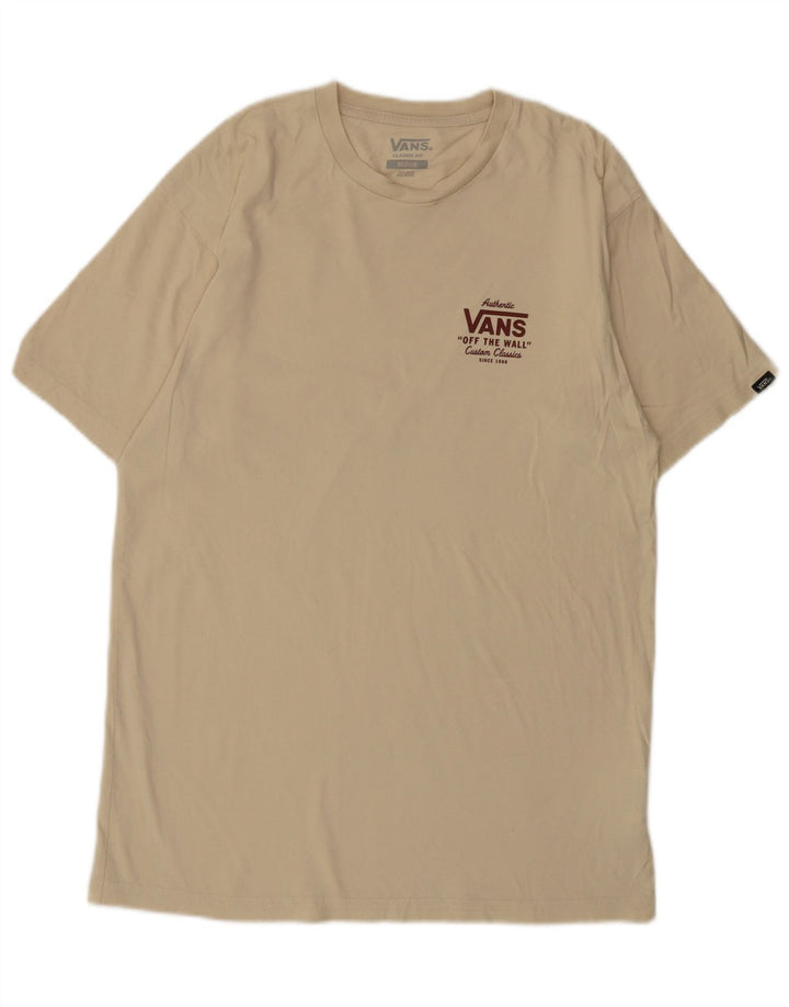 Vans Mens Classic Fit Graphic T-Shirt Top Medium Beige Cotton