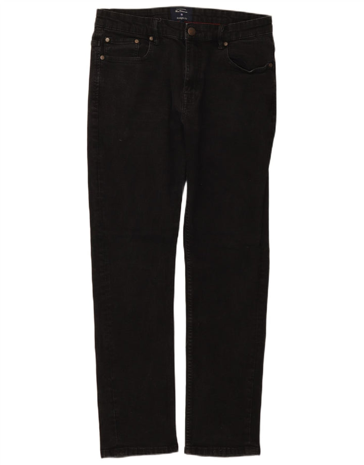 Ben Sherman Mens Straight Jeans W34 L30 Black Cotton