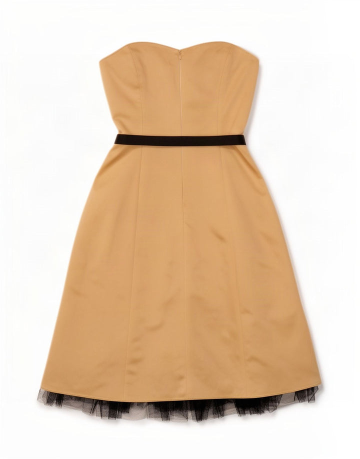 Principles Womens Strapless Dress UK 14 Large Gold Colourblock Polyester