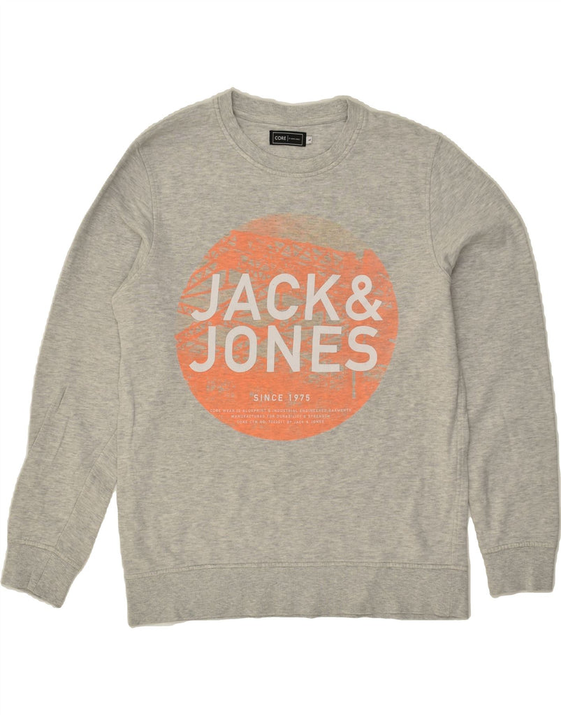 JACK & JONES Mens Graphic Sweatshirt Jumper Large Grey Cotton | Vintage Jack & Jones | Thrift | Second-Hand Jack & Jones | Used Clothing | Messina Hembry 